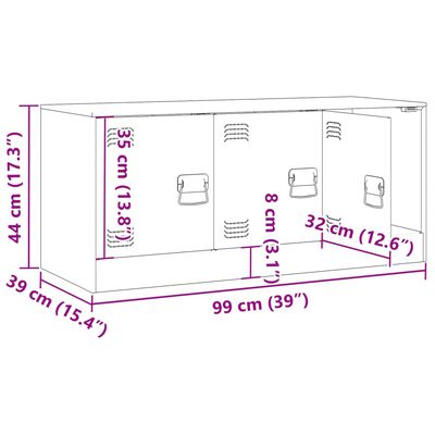 vidaXL TV skapītis, 99x39x44 cm, tērauds, olīvu zaļš