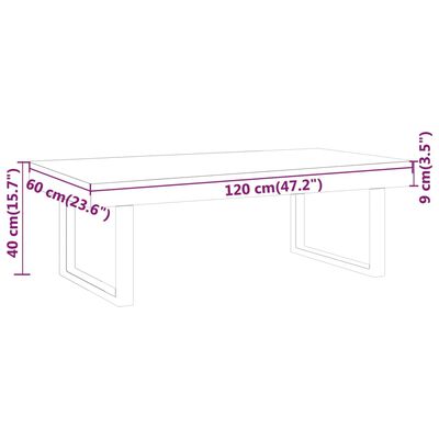 vidaXL kafijas galdiņš, 120x60x40 cm, MDF, dzelzs, tumši brūns, melns