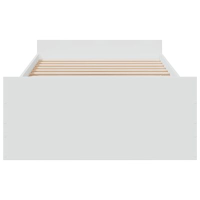 vidaXL gultas rāmis ar atvilktnēm, balts, 90x190 cm, inženierijas koks