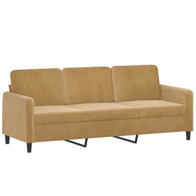 vidaXL trīsvietīgs dīvāns, brūns, 180 cm, samts