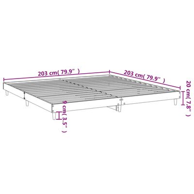 vidaXL gultas rāmis, 200x200 cm, inženierijas koks, melns