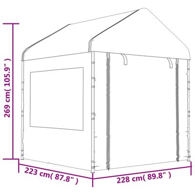 vidaXL nojume ar jumtu, balta, 17,84x2,28x2,69 m, polietilēns