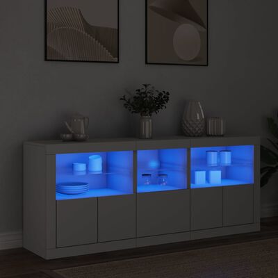 vidaXL kumode ar LED lampiņām, 162x37x67 cm, balta