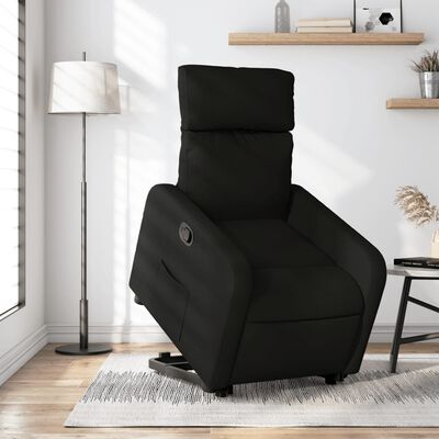 vidaXL atpūtas krēsls, paceļams, atgāžams, melns audums