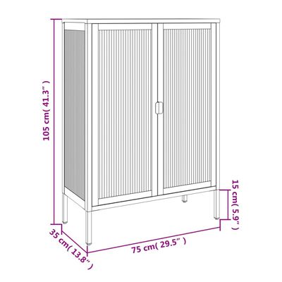 vidaXL kumode, 75x35x105 cm, stikls un tērauds, melna