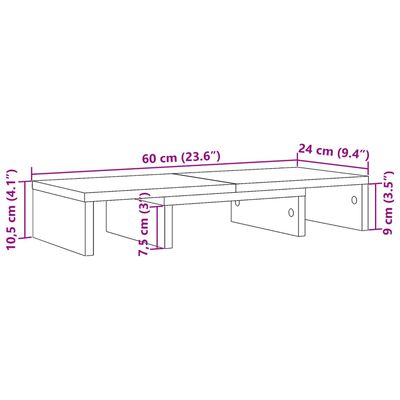 vidaXL monitora paliktnis, regulējams, ozola krāsa, 60x24x10,5 cm