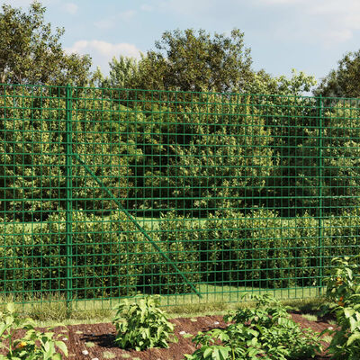 vidaXL stiepļu žogs, zaļš, 1,4x10 m, cinkots tērauds