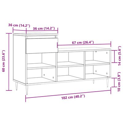 vidaXL apavu plaukts, balts, 102x36x60 cm, inženierijas koks