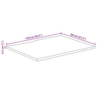 vidaXL galda virsma, 110x80x2,5 cm, neapstrādāts mango masīvkoks