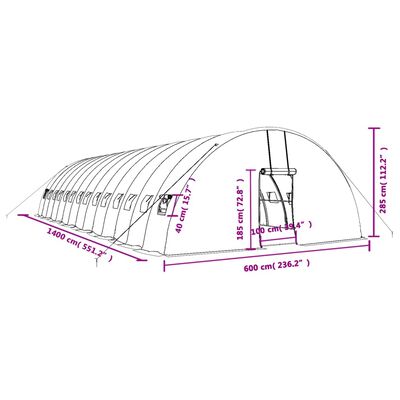 vidaXL siltumnīca ar tērauda rāmi, zaļa, 84 m², 14x6x2,85 m