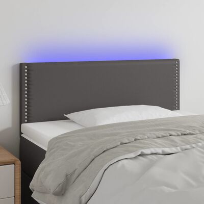 vidaXL gultas galvgalis ar LED, 90x5x78/88 cm, pelēka mākslīgā āda