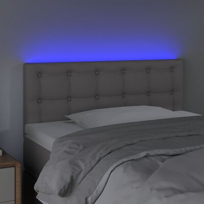 vidaXL gultas galvgalis ar LED, 100x5x78/88 cm, pelēka mākslīgā āda