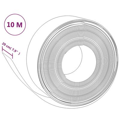 vidaXL dārza apmale, pelēka, 10 m, 20 cm, polietilēns