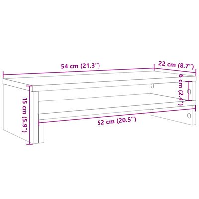 vidaXL monitora paliktnis, koka krāsa, 54x22x15 cm, konstruēts koks