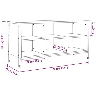 vidaXL apavu plaukts, 100x35x50 cm, inženierijas koks, ozolkoka krāsa