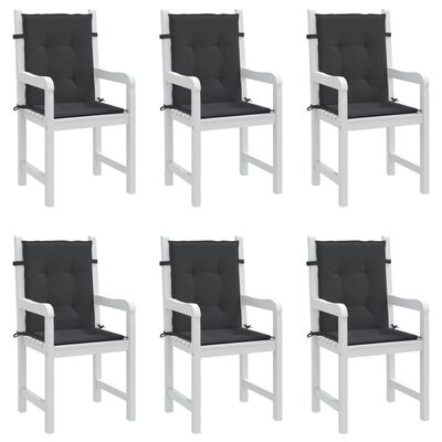 vidaXL dārza krēslu spilveni, 6 gab., melni, 100x50x3 cm, audums