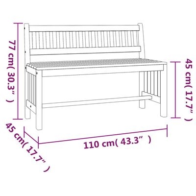 vidaXL dārza sols, 110 cm, eikalipta masīvkoks