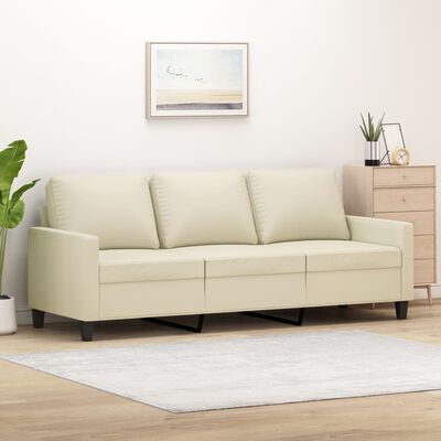 vidaXL trīsvietīgs dīvāns, krēmkrāsas, 180 cm, mākslīgā āda