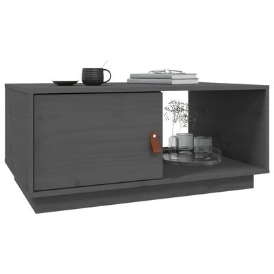 vidaXL kafijas galdiņš, pelēks, 80x50x35,5 cm, priedes masīvkoks