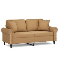 vidaXL divvietīgs dīvāns ar spilveniem, brūns, 140 cm, samts