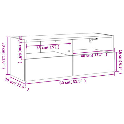 vidaXL TV sienas skapītis, melns, 80x30x30 cm, inženierijas koks