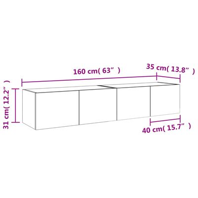 vidaXL TV plaukti ar LED lampiņām, 2 gab., 80x35x31 cm, brūna ozolkoka