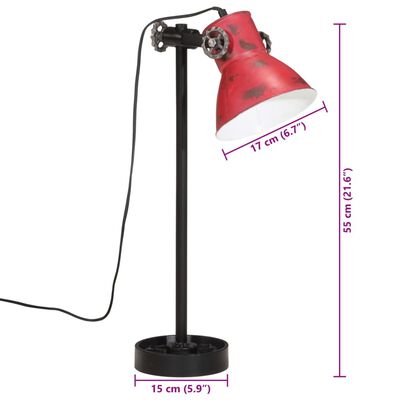 vidaXL galda lampa, 25 W, bružāti sarkana, 15x15x55 cm, E27