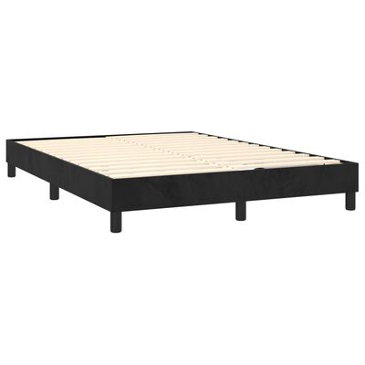 vidaXL atsperu gulta ar matraci, LED, melns samts, 140x190 cm