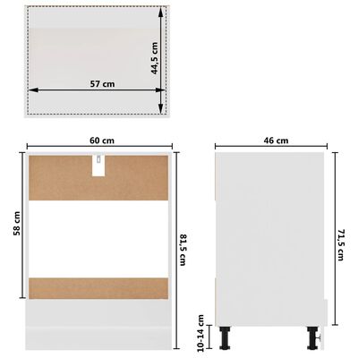 vidaXL plīts plaukts, balts, 60x46x81,5 cm, inženierijas koks