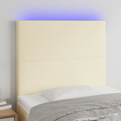 vidaXL gultas galvgalis ar LED, 100x5x118/128 cm, krēmkrāsas