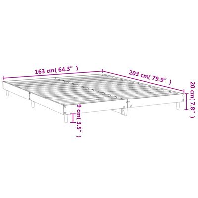 vidaXL gultas rāmis, pelēka ozolkoka, 160x200 cm, inženierijas koks