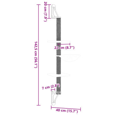 vidaXL kaķu māja ar stabu nagu asināšanai, 142,5 cm, tumši pelēka