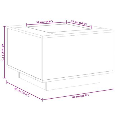 vidaXL kafijas galdiņš ar LED, 60x60x40 cm, inženierijas koks