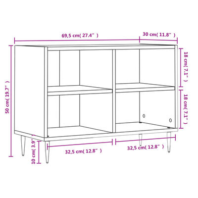 vidaXL TV plauktiņš, balts, 69,5x30x50 cm, inženierijas koks