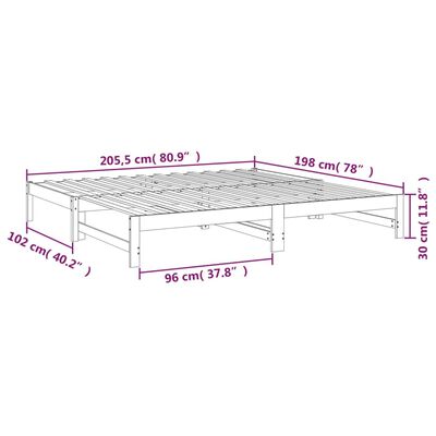 vidaXL izvelkama gulta, pelēka, 2x(100x200) cm, priedes masīvkoks