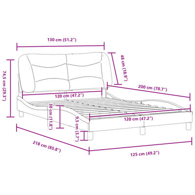 vidaXL gultas rāmis ar galvgali, melns, 120x200 cm, mākslīgā āda