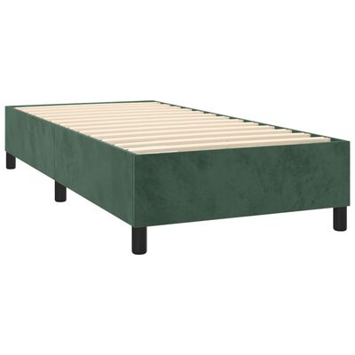 vidaXL atsperu gulta ar matraci, tumši zaļš samts, 90x190 cm