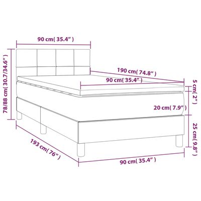 vidaXL atsperu gulta ar matraci, LED, tumši zaļš samts, 90x190 cm