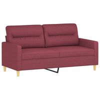 vidaXL divvietīgs dīvāns, vīnsarkans audums, 140 cm