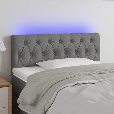 vidaXL gultas galvgalis ar LED, 100x7x78/88 cm, tumši pelēks audums
