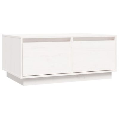 vidaXL kafijas galdiņš, balts, 80x50x35 cm, priedes masīvkoks