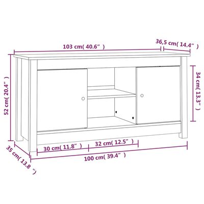 vidaXL TV skapītis, medus brūns, 103x36,5x52 cm, priedes masīvkoks