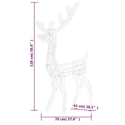 vidaXL Ziemassvētku dekorācija, ziemeļbriedis, 140 LED, 120 cm, akrils