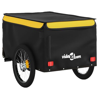 vidaXL velosipēda piekabe, 30 kg, melna un dzeltena, dzelzs