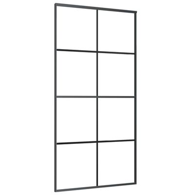 vidaXL bīdāmās durvis, melnas, 102,5x205 cm, ESG stikls un alumīnijs