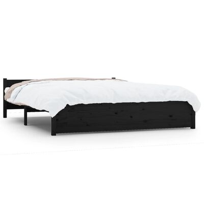 vidaXL gultas rāmis, melns, masīvkoks, 140x190 cm