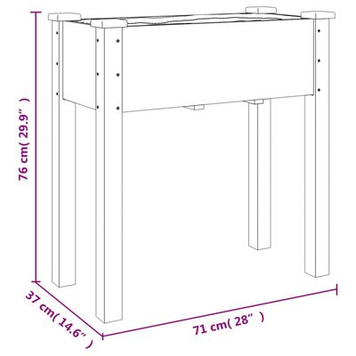 vidaXL puķu kaste ar ieliktni, pelēka, 71x37x76 cm, egles masīvkoks