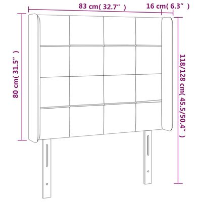 vidaXL gultas galvgalis ar LED, 83x16x118/128 cm, tumši zaļš samts