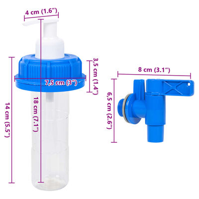 vidaXL ūdens tvertne ar krānu un ziepju dozatoru, 20 L, plastmasa