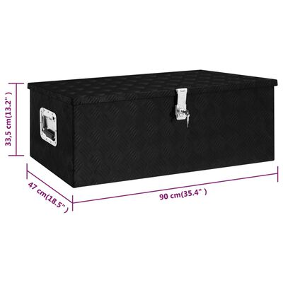 vidaXL uzglabāšanas kaste, melna, 90x47x33,5 cm, alumīnijs